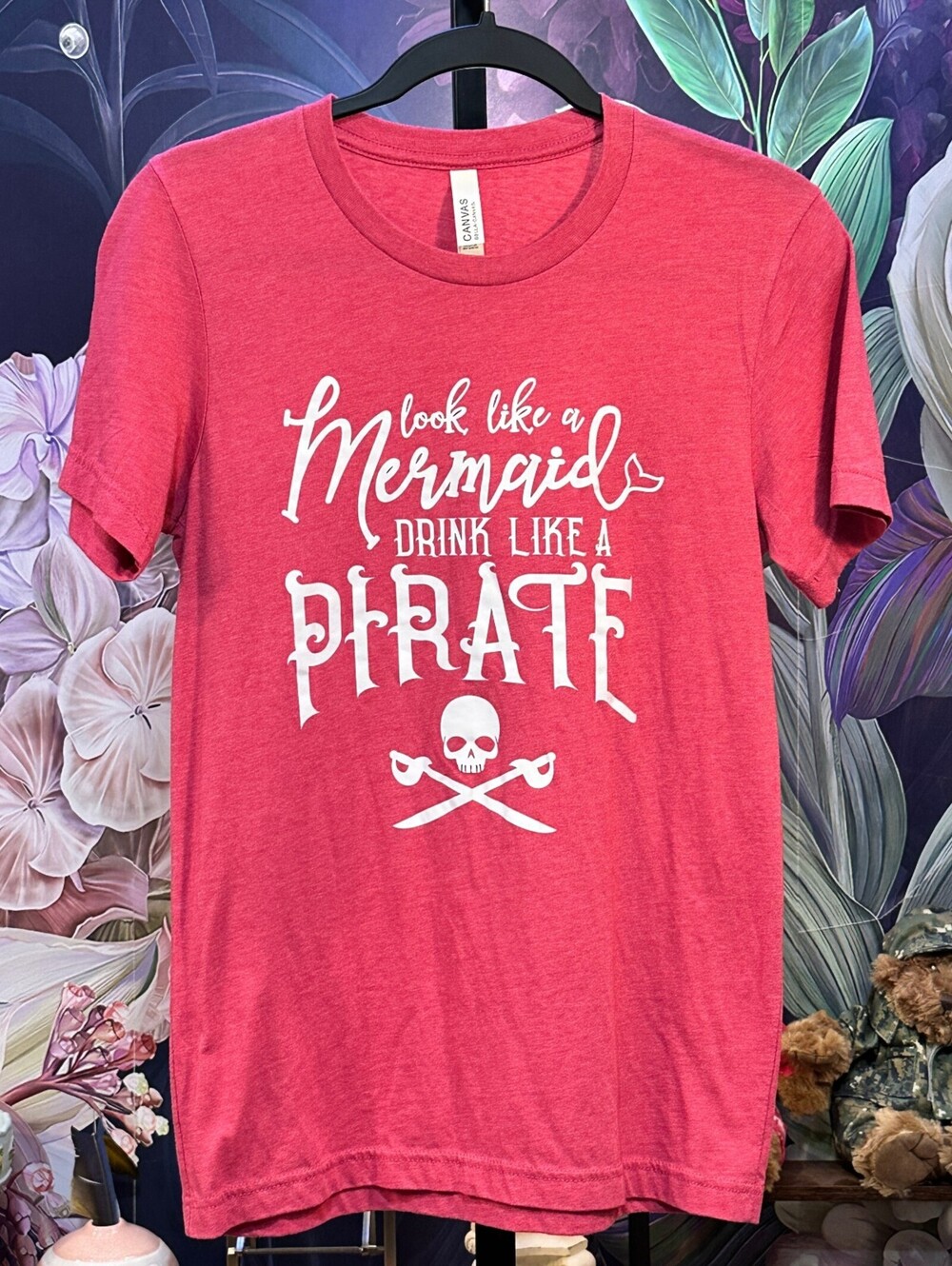Bella+Canvas S Funny Mermaid Pirate Print Casual Statement Graphic T-Shirt